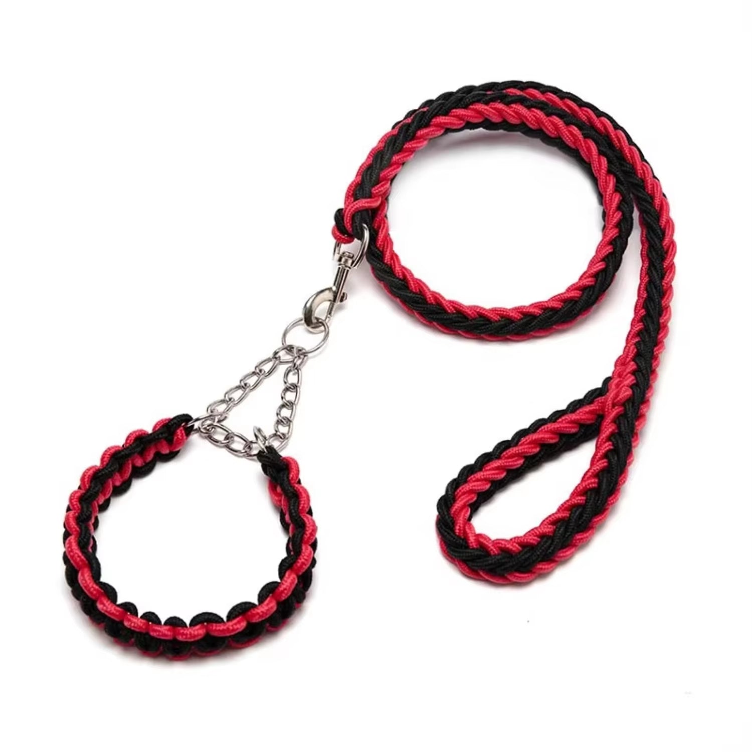 Black Braided Dog Rope Leash Durable Nylon Collars with Lights for Dogs and Cats for Walking