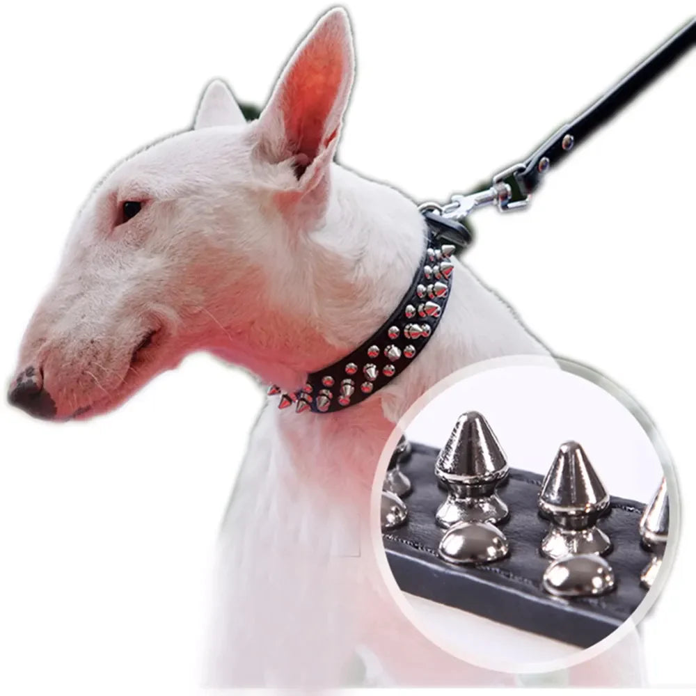 Spiked Studded Leather Dog Collar Rivets Pet Small Large Cat Pit Bull Adjustable