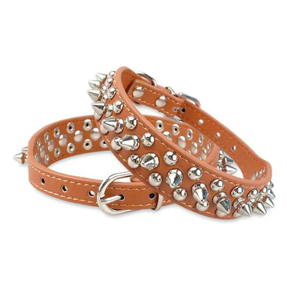 Spiked Studded Leather Dog Collar Rivets Pet Small Large Cat Pit Bull Adjustable