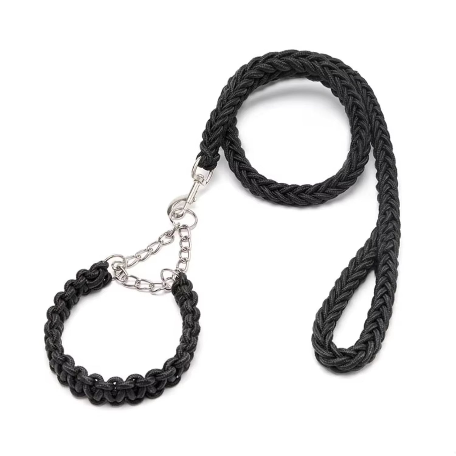 Black Braided Dog Rope Leash Durable Nylon Collars with Lights for Dogs and Cats for Walking