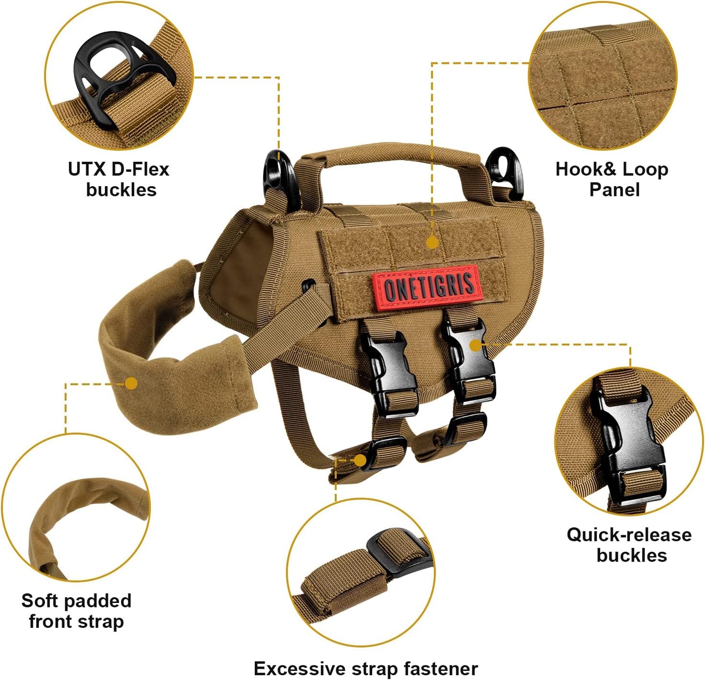 Tactical Dog Harness, Milltary Dog Vest with Durable Vertical Handle for XXS Puppy Dog