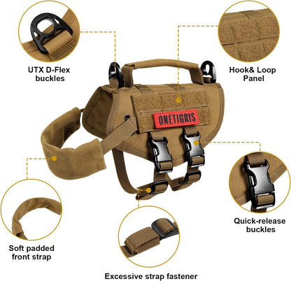 Tactical Dog Harness, Milltary Dog Vest with Durable Vertical Handle for XXS Puppy Dog